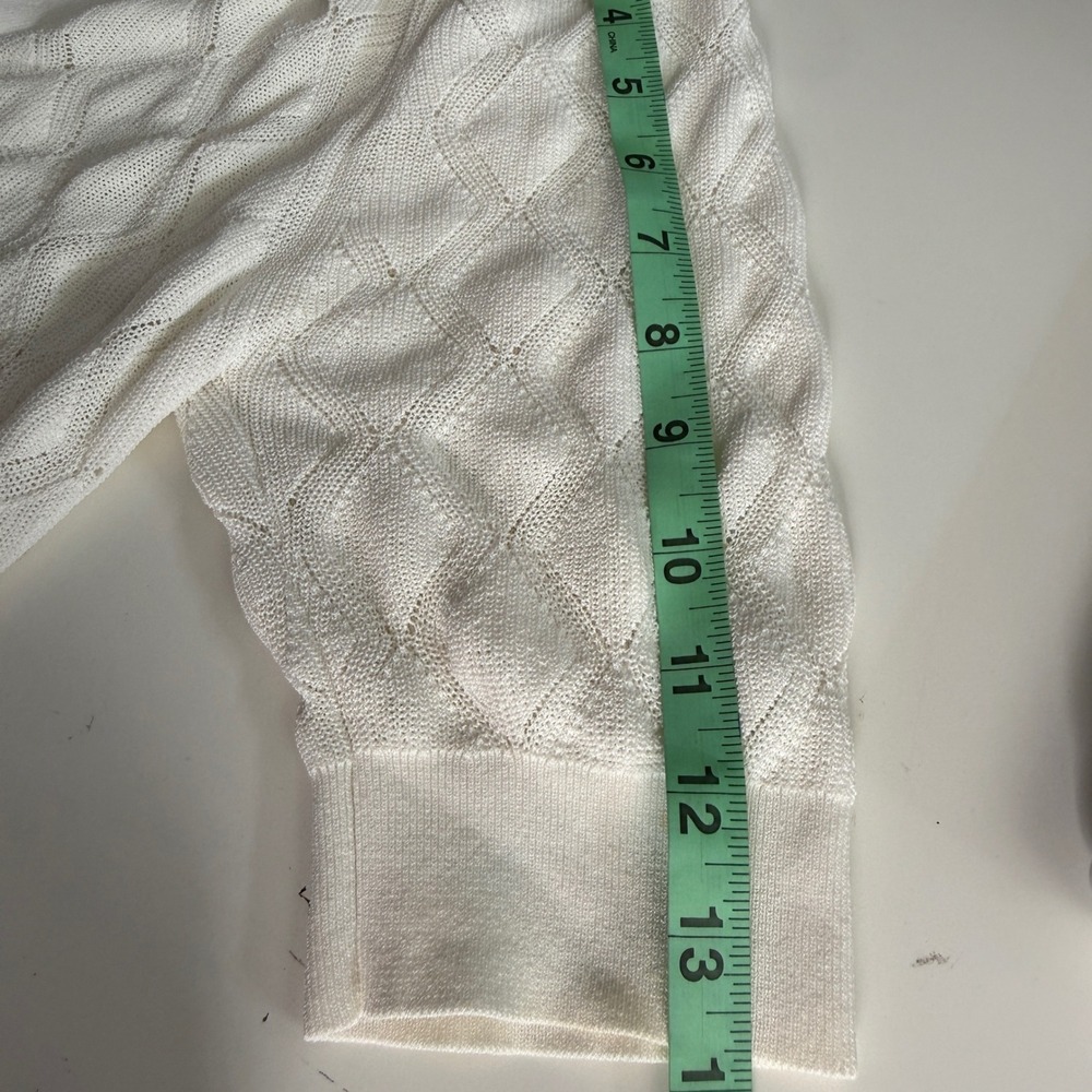 Wilfred Diamond Knit Half Sleeve Cardigan Women Size M preppy chic‎ Cream Dainty - Picture 5 of 9